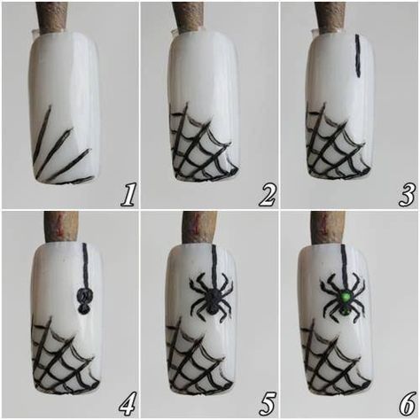 nails Step By Step Nail Designs, Ongles Gel Halloween, Halloween Nail Art Tutorial, Halloween Nails Diy, Nail Art Halloween, Holloween Nails, Halloween Nails Easy, Nail Art For Beginners, Nail Art Designs Diy