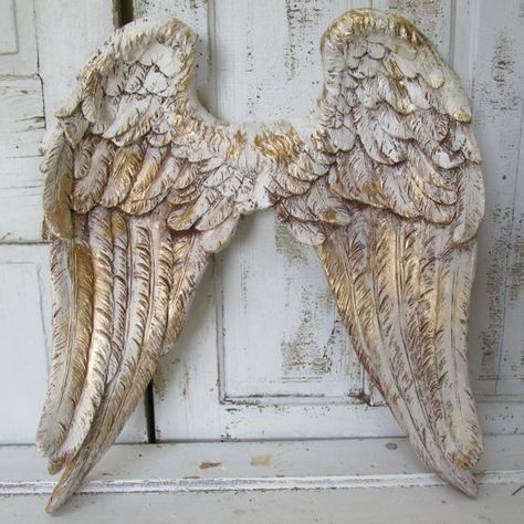 Anita Spero Design, Angel Wings Decor, Angel Wings Wall Decor, Angel Wings Wall, White Angel Wings, Wing Wall, Ange Demon, Wings Art, Shabby Cottage