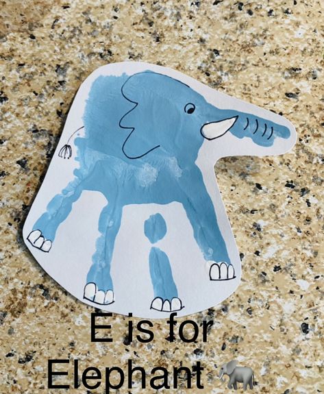 Alphabet preschool handprint craft Elephant Handprint, Handprint Alphabet, E Is For Elephant, S Alphabet, Abc Book, Handprint Craft, Alphabet Preschool, Toddler Art, Letter E