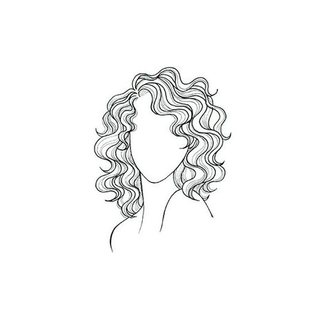 0 Curly Hair Line Art, Curly Hair Tattoo, Curly Tattoo, Hair Tattoo Designs, Beauty Care Logo, Girl Outlines, Watercolor Art Face, Hair Vector, Matching Sister Tattoos