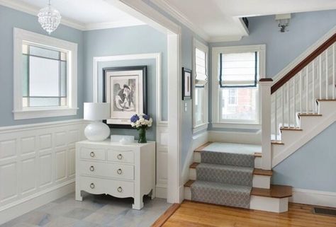 Beyond the Pale (Blue)! — Elissa Grayer Coastal Blue Paint, Light Blue Grey Paint, Grey Interior Paint, Grey Paint Living Room, Interior Paint Color, Basement Paint Colors, Light Grey Paint Colors, Blue Gray Paint Colors, Small Bathroom Colors