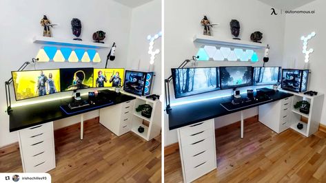 If you like gaming, why not create your own DIY gaming desk? In this article, you can find several great ideas to start with a homemade gaming computer desk. Gamers Desk Ideas, Gaming Desk Diy How To Build, Diy Computer Desk Gaming, Gaming And Study Desk, Homemade Computer Desk, Long Gaming Desk, Diy Gaming Setup, Homemade Gaming Desk, Ikea Computer Desk Ideas