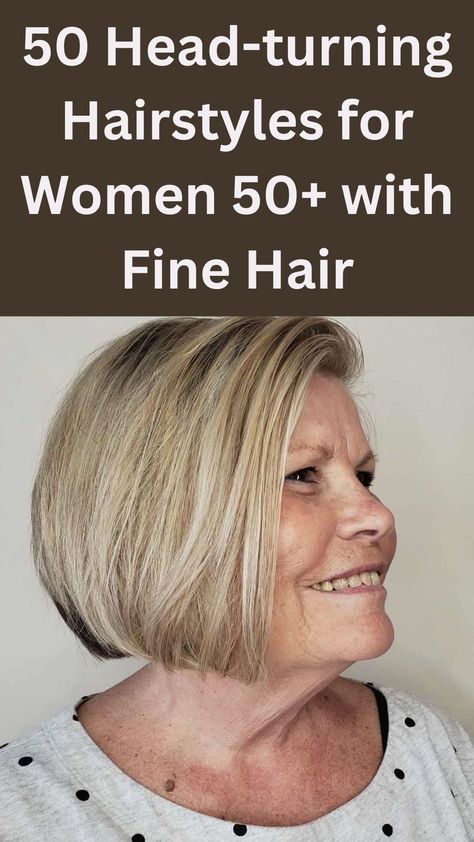 Short hairstyles offer women over 50 a stylish, low-maintenance option that accentuates facial features and challenges age stereotypes. These haircuts exude confidence and elegance, letting women embrace their beauty gracefully and authentically.

Voluminous Chin-Length Layered Bob

Opting for a chin-length layered bob hairstyle brings a youthful and vibrant energy to your look. The added volume ensures that your strands stand tall from the roots, giving them a lively appearance. Chin Length Haircuts For Fine Hair, Mum Haircut, Double Chin Hairstyles, Blonde Hair Tips, 40 Hairstyles, Chin Hair, Chin Length Haircuts, Chin Length, Chin Length Bob