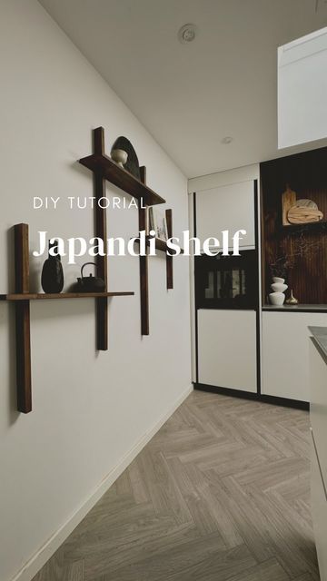 Aleksandra Lozinska on Instagram: "Reklame @makitadanmark | We were in Poland for a few days, and we didn’t have time to edit this video but it’s here now! We planned to make this japandi shelf for a very long time and we are super happy with how it turned out. Once we figured out all the steps, it was easier to make than expected. Dimensions: 2 x Long Pins: 130cm 2 x Short pins: 70cm 3 x Shelf: 70cm Materials: 2 x Solid spruce shelves 18 mm x 30 x 80 cm 1 x Solid pine shelf 25 mm x 30 x 120 cm Machine: @makitadanmark table saw 1500W (gifted) Workwear from @blaklader (gifted) #japandi #diy #indretning" Japandi Shelves, Japandi Shelf, Japandi Diy, Pine Shelf, Pine Shelves, Tall Shelves, Long Shelf, Super Happy, Here And Now