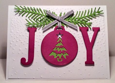 Joy Cards Handmade, Joy Cards Christmas, Joy Christmas Cards Handmade, Handcrafted Christmas Cards, Joy Christmas Card, Cut Out Letters, Stamped Christmas Cards, Christmas Homemade, Simple Christmas Cards