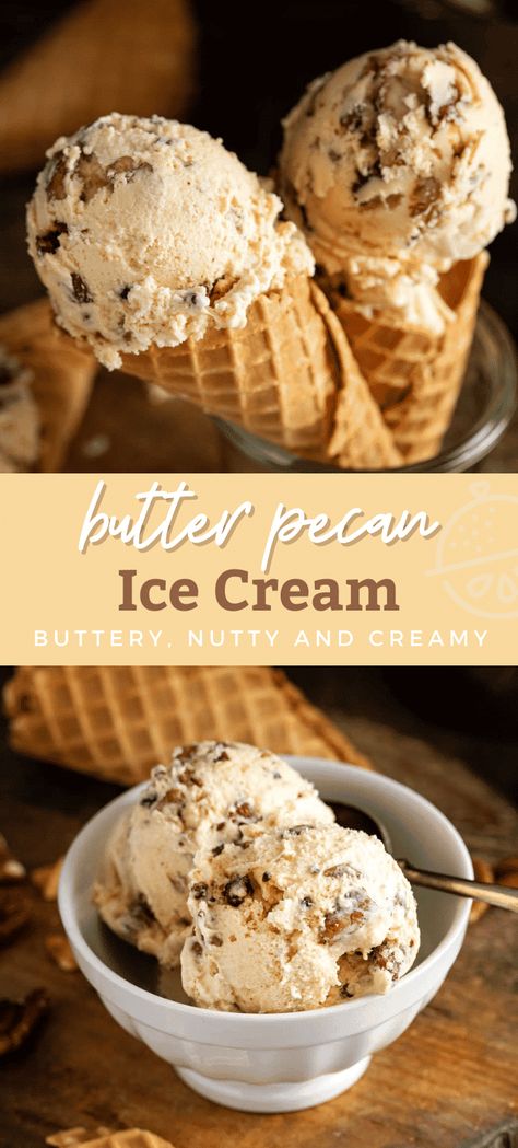 Homemade Butter Pecan Ice Cream, Butter Pecan Ice Cream Recipe, Kitchen Aid Ice Cream Recipes, Homemade Ice Cream Recipes Machine, Sweet Custard, Best Homemade Ice Cream, Ice Cream Recipes Machine, Custard Ice Cream, Butter Pecan Ice Cream