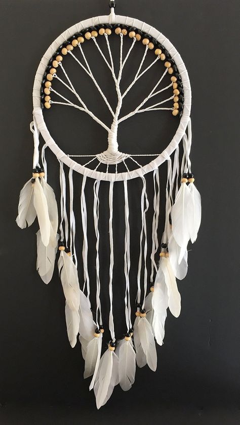 PRICES MAY VARY. Tree Of Life Dream Catcher With Wood Beads And Feathers - Stunning Colors, Large Size And Intricate Details Intricate Hand Crafted Tree Of Life Design - One Of A Kind Conversation Piece Ethically Sourced And Hand Crafted - Free Range Feathers And High Quality Materials Are Used For Each Piece - NOT MADE IN CHINA Dimensions: 36"L x 11"W - Promotes Good Luck and Pleasant Dreams ORIGINAL OMA BRAND. OMA is a registered brand with the US Patent and Trademark Office. Our logo, brand, Boho Home Decor Bedroom, Traditional Dream Catcher, Tree Of Life Design, Large Dream Catcher, Feather Dream Catcher, Boho Feathers, Dream Catcher Boho, Indian Crafts, Macrame Projects