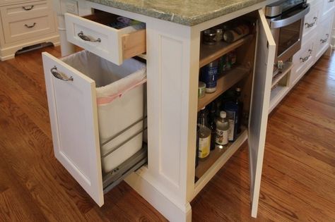 Kitchen Island With Garbage Bin - Foter Kitchen Island Booth, Functional Kitchen Island, Island Storage, Kitchen Island Storage, Kitchen Design Diy, Farmhouse Kitchen Island, Diy Kitchen Storage, Diy Kitchen Island, Kitchen Island Design