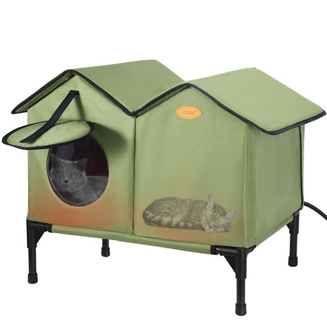 PRICES MAY VARY. 🔥【HEATED OUTDOOR CAT HOUSE】 If you are looking for an outdoor cat shelter with the convenience of a heated bed, here is the one for you! With the IPEAIN Outdoor Heated Cat House, your cat or feral cat can stay warm and comfy even in the harshest of the winters. ✅【Weather Resistant & Sturdy】 Well constructed with durable 600 denier polyester and sturdy hollow board backing, the outside cat house is durable, waterproof, insulated with plush heating pad, providing a safe, warm, co Outdoor Cat Enclosure Winter, Heated Outdoor Cat House, Kitten Stuff, Insulated Cat House, Heated Cat House, Outside Cat House, Outdoor Cat Shelter, Feral Cat Shelter, Feral Cat House