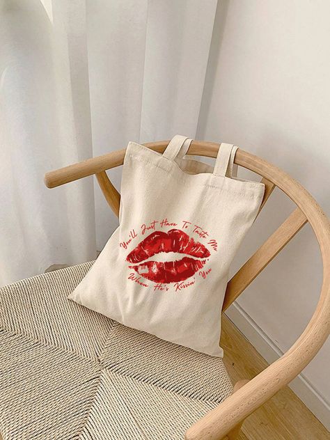 Sabrina Carpenter Taste Lyric Cotton Canvas Tote Bag, Short n Sweet Album, Coquette style bag, Girly Girl,Summer Shoulder Bag for Women by GirlyGalleryByTaylor on Etsy Sabrina Carpenter Accessories, Canvas Bag Outfit, Lipstick Design, Pinterest Shop, Bag Painting, Lipstick Designs, Painted Tote, Coquette Style, Canvas Ideas