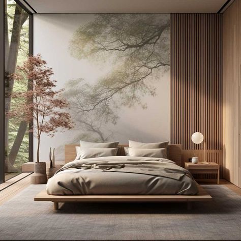 Studio Rooms Bedrooms, Japandi Bedroom Storage, Japanese Scandinavian Interior Bedroom, Bed Japandi, Japanese Room Bedrooms, Japandi Workspace, Japandi Studio, Japandi Interiors Bedroom, Modern Minimalist Bedroom Design