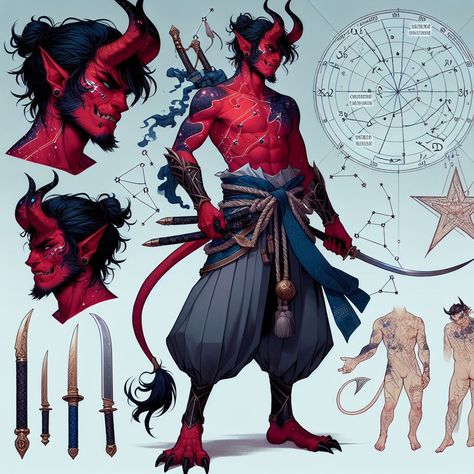 Galaxy oni character sheet made by taloknight/silverbloom Dnd Demon Character, Oni Art Male, Dnd Oni, Oni Demon Art, Male Demon Character Design, Oni Character Design Male, Oni Character, Devil Boy, Oni Art