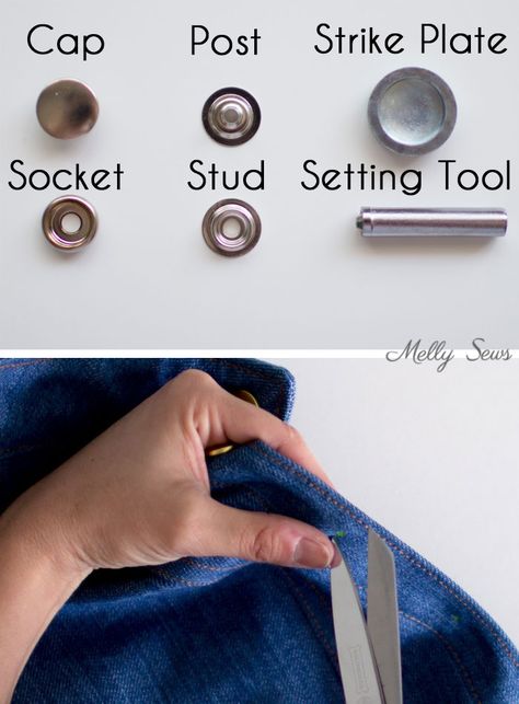 Step 1 - How to Set Snaps - Heavy Duty Snap Setting Instructions - Tutorial with Video from Melly Sews Melly Sews, Kam Snaps, Snap Fasteners, Leather Projects, Sewing Tools, Clothing Hacks, Sewing For Beginners, Leather Diy, Sewing Techniques