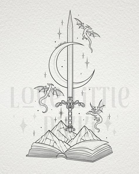 Tog Wyvern Tattoo, Swords Acotar, Pearl Jam Tattoo, Acotar Tattoos, Fantasy Tattoo, Bookish Tattoos, Black Cat Tattoos, Fantasy Tattoos, Wood Burning Crafts