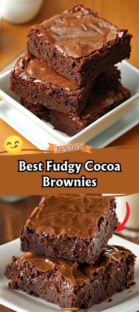 Discover the secret to the ultimate fudgy cocoa brownies. Rich, dense, and loaded with deep chocolate flavor, they're sure to satisfy your sweetest cravings. #FudgyBrownies #ChocolateHeaven #DessertGoals Brownies With Cocoa Powder, Cocoa Fudge Brownies, Cacao Brownies, Cocoa Fudge, Dessert Crepes, Cocoa Brownies, Best Brownie Recipe, Fun Kitchen, Best Brownies