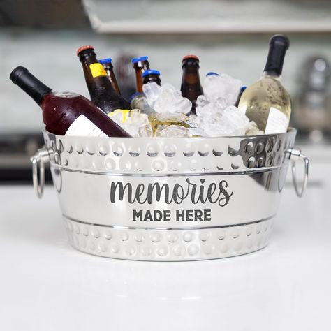 PRICES MAY VARY. PERSONALIZED GIFT: Add a special touch to make a great gift for a wedding, anniversary, bridal shower, or housewarming. STRONG WATERPROOF VINYL DECORATION: Laser engraving compromises the exterior of a drink tub. Enjoy a strong, durable decoration that is weather, and waterproof for long-lasting permanency. 100% LEAK PROOF: The molded construction, with seamless bottom, 100% guarantees absolutely no leaking. KEEPS DRINKS COLD: Double wall construction & insulation keeps drinks c Drink Tub, Wedding Gifts For The Couple, Hammer Handles, Wine Ice Bucket, Vinyl Decoration, Beverage Tub, Wine Bucket, Anniversary Gifts For Couples, Personalized Wedding Gifts