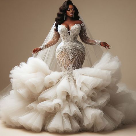 Nanice Weddings | Wedding dresses in Accra | STATEMENT PIECES! Luxury zone only!!!🌟 #bridalmagic💕🥰❤️ 🥳To custom and recreate any of these designs in reality contact our team of able… | Instagram Traditional Nigerian Wedding Dress, Ball Wedding Dresses Gown, Wedding Dress Poses, Baddie Wedding Dress, Lobola Celebration, Nice Wedding Dresses, Exotic Wedding Dress, Fluffy Wedding Dress, Extravagant Wedding Dresses