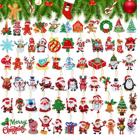 PRICES MAY VARY. Diversified Pattern Styles: you will receive 64 pieces of Christmas diamond painting kits in assorted Christmas styled designs, with 4 sets of diamond tray, drill pen accessory tools; The sufficient quantity and cute painting styles can suffice your needs for DIY projects and sharing Quality Material Selection: the diamond art keychains are mainly made of resin rhinestones, sturdy and solid, reliable and safe, strong enough against breakage or deformation, serving you for a long Painting Christmas Ornaments, Diamond Christmas, Diamond Art Kits, Art Ornaments, Xmas Theme, Diy Gadgets, Christmas Diamonds, Painted Christmas Ornaments, Pen Accessories