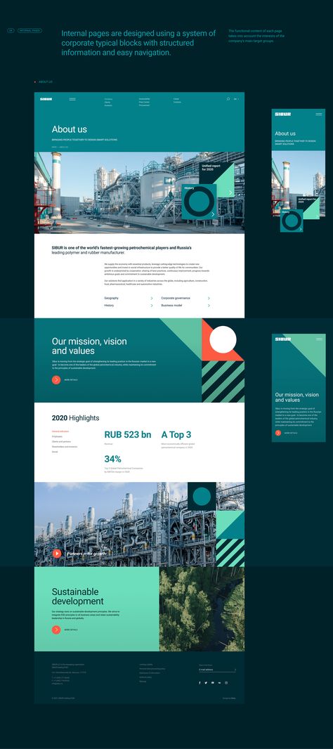 Sibur — corporate website on Behance Tech Company Website, Website Cards, Investment Website, Petrochemical Industry, Website Moodboard, Corporate Web Design, Corporate Website Design, Website Layouts, Corporate Values