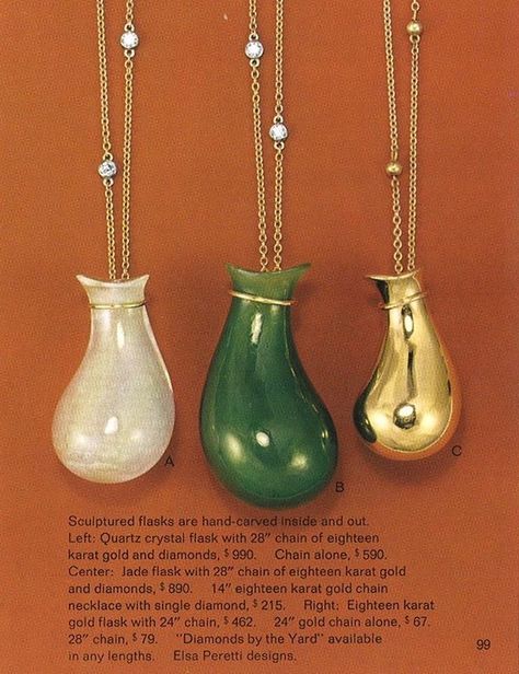 Elsa Peretti Jewelry, Elsa Peretti Necklace, Gold Flask, Vogue Vintage, Elsa Peretti, Jewelry Inspo, Gold Chain Necklace, Dream Jewelry, Karl Lagerfeld