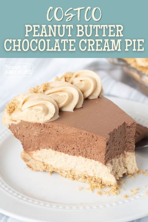 The internet is going crazy over the new Costco Peanut Butter Chocolate Cream Pie! Can’t get your hands on one at your local Costco? No problem! You can be enjoying this crave-able pie before you know it! This copycat recipe has been tried and tested and tastes just like the real thing! Chocolate Cream Peanut Butter Pie, Taste Of Home Peanut Butter Pie, Chocolate Cream Pies Recipes, Peanut Butter Chocolate Cream Pie Recipe, Costco Peanut Butter Chocolate Cream Pie, Costco Chocolate Peanut Butter Pie Recipe, Copycat Costco Chocolate Peanut Butter Pie, Copycat Costco Peanut Butter Pie, Easy Peanut Butter Pie Recipe