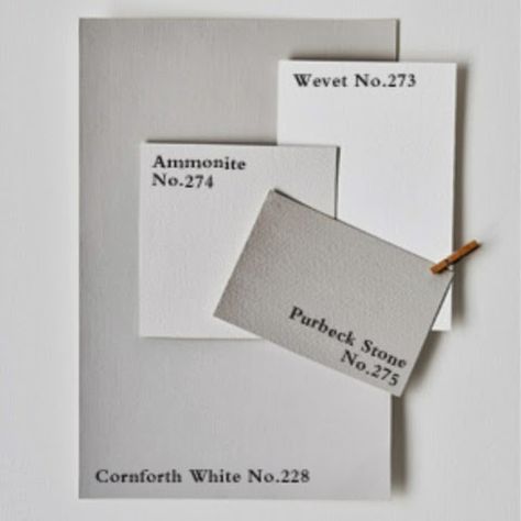 F&B: Cornforth white, wevet, ammonite, purbeck stone Greyish Paint, Cornforth White Living Room, White Pallet, Shades Of Grey Paint, Bedroom Colours, Cornforth White, Wall Colours, Purbeck Stone, Mad About The House