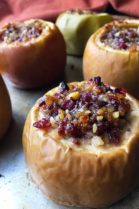 These baked apples are filled with sugar, spice, and everything nice! We share the recipe on Foodal! Baked Stuffed Apples, Children Recipes, Autumn Apples, Apple Oatmeal Cookies, Baked Recipe, Baked Apple Recipes, Sugar Spice And Everything Nice, Apple Recipe, Apple Oatmeal