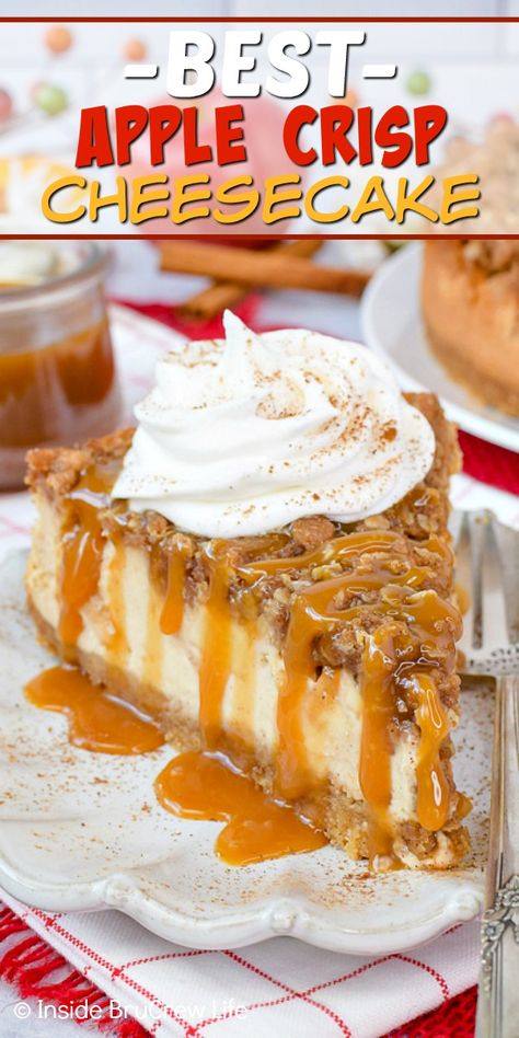 Caramel Apple Crisp Cheesecake, Cheesecake Apple, Apple Crisp Pie, Apple Crisp Cheesecake, Caramel Apple Crisp, Best Apple Crisp, Easy Apple Crisp Recipe, Recipe For Fall, Fall Parties