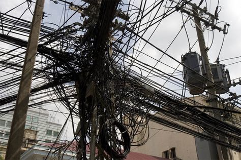 Tangled cables Contemporary Baskets, Electrical Wires, Power Wire, Culture Shock, Art Theme, Street Culture, Inner City, Electrical Wiring, Travel Memories