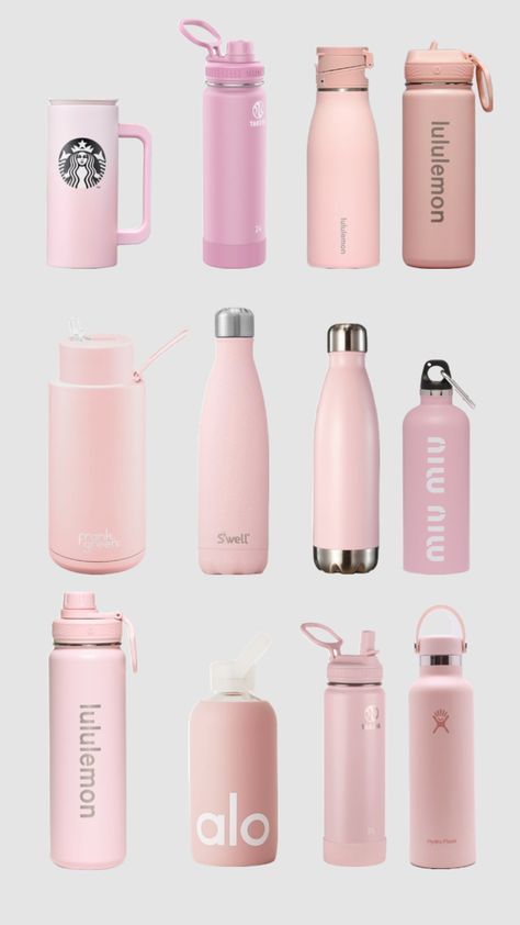 Pink Aesthetic Cute, Modern Water Bottle, Pink Academia, Stylish Water Bottles, Trendy Water Bottles, Pink Water Bottle, Off To College, Produk Apple, Cute Water Bottles