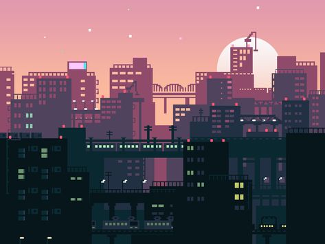 How many people are still living in the city of his fantasy, for their own imagine moving to another city. City Art Background, City Pixel Art, Gaming Background, 2d Game Background, Pixel City, Piskel Art, City Sunset, City Games, Pixel Art Background