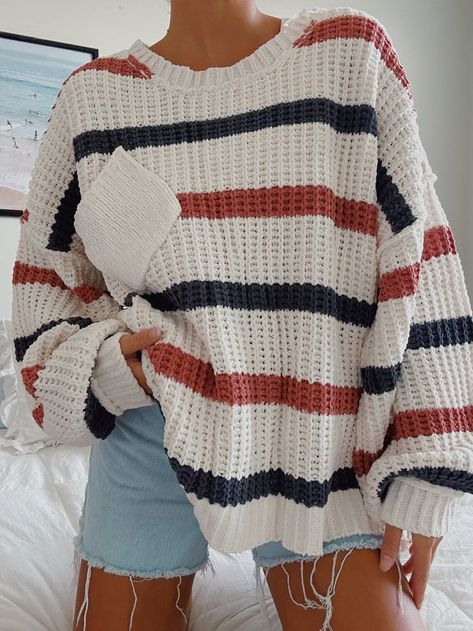 Olive Lynn, Spring Fits, Cute Fits, Striped Sweater, Pocket Detail, Stripe Sweater, Workout Tops, Pullover Sweater, Sweater Hoodie