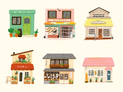 Cafe Exterior, House Cartoon, Building Illustration, Cafe House, House Illustration, House Portraits, Cute House, Coffee Cafe, Christmas Illustration