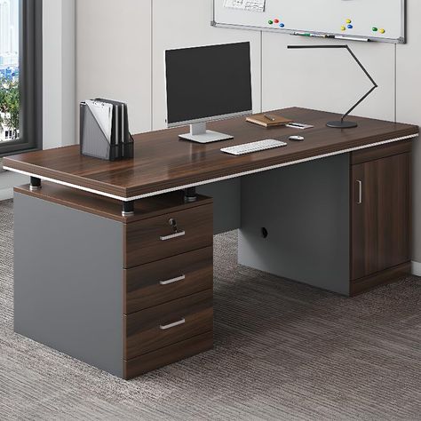 Men’s Home Office Decor, Simple Writing Desk, Office Activities, Essential Office Supplies, Desk Simple, Modern Executive Desk, Wire Connection, Wood Office, Desk Home Office