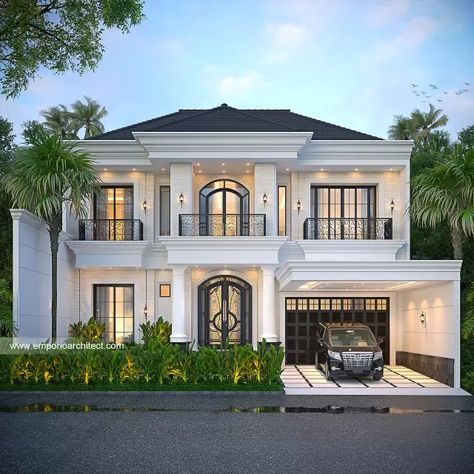 #homeexteriordesign - Mr. HNO Classic House 2 Floors Design - Semarang - Code 33783 Royal Bungalow Design, Modern House Design 2 Floor, Modern Classic House Exterior, Modern Bungalow Design, Modern Classic House, Classic Villa Exterior, American House Design, Classic Modern House, Home Exterior Ideas