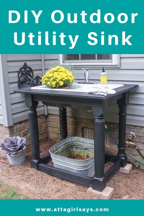 Outdoor Utility Sink, Diy Outdoor Sink, Mud Sink, Wash Produce, Outdoor Garden Sink, Cast Iron Farmhouse Sink, Outdoor Sink, Outdoor Farmhouse, Garden Sink