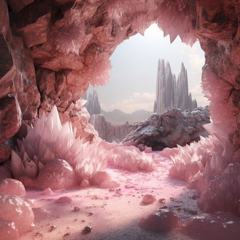 Crystal Mountain Art, Crystal Cavern Fantasy Art, Crystal Fantasy Landscape, Crystal World Fantasy Art, Cave Of Crystals, Fantasy Crystal Cave, Crystal Cave Fantasy Art, Crystal Cave Aesthetic, Crystal Cave Art