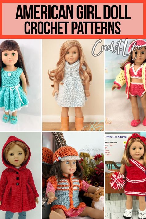 American Girl Doll Clothes Crochet Pattern Free, Crochet American Doll Clothes Free Pattern, American Doll Crochet Clothes, Crochet Doll Cardigan Free Pattern, Crochet Dolls Free Patterns Clothes, How To Crochet Doll Clothes, Crochet For Dolls, Doll Sweater Crochet Pattern Free, Ag Doll Clothes Patterns Free