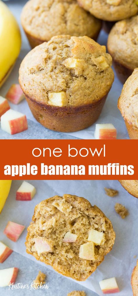 Healthy Muffins Banana, Banana Apple Recipes, Apple Oat Muffins, Apple Recipes Easy Healthy, Apple Banana Muffins, Banana Cinnamon Muffins, Muffins Apple, Healthy Apple Desserts, Muffins Banana