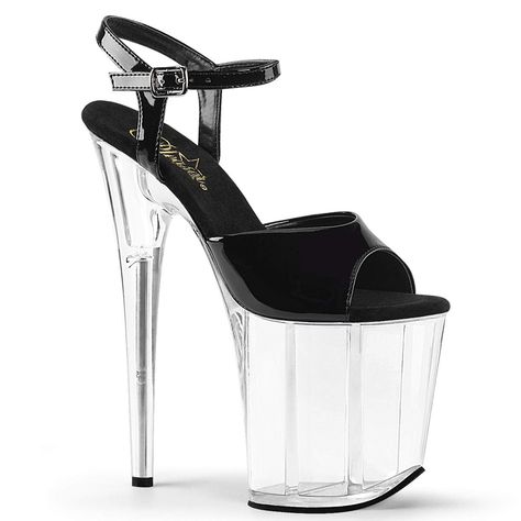 PRICES MAY VARY. Textile Heel: 8" Platform:4" Rubber sole Clear Platform Heels, Crotch Boots, Pleaser Heels, Striped Shoes, Pleaser Shoes, Light Up Shoes, Clear Heels, Platform High Heels, Pole Dance