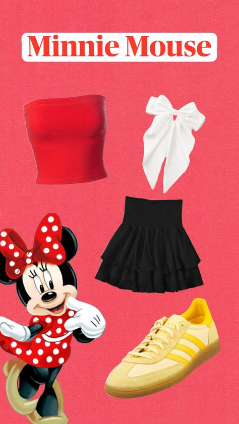 Minnie Mouse inspired outfit!❤️⭐️🐭 What character should I do next? #fyp #f4f #l4l #minniemouse #disney Minnie Mouse Inspired Outfit, Disfraz Minnie Mouse, Disney Minnie Mouse Outfit, Minnie Mouse Halloween Costume, Disney Princess Inspired Outfits, Disney Character Outfits, Disney Bound Outfits Casual, Disney Trip Outfits, Disney Outfits Women