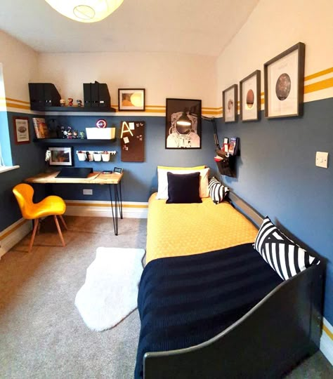 Boys Bedroom 8-10, Blue Boys Room Ideas, Boys Bedroom Ideas Blue, Blue Teenage Boys Bedroom Ideas, Blue Boys Bedroom Ideas, Boys Box Room Bedroom Ideas, Boys Yellow Bedroom, Yellow And Blue Bedroom Ideas, Teal Boys Bedroom