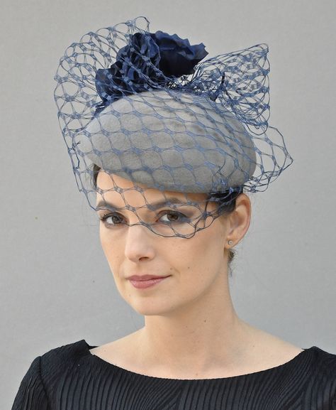 Fascinator, Wedding Fascinator Hat, Derby Fascinator, Navy Fascinator, Gray Fascinator, Fascinator with Veil Formal Hat Dressy Hat Ascot Hat Pillbox Hat With Veil, Race Hats, Grey Fascinator, Navy Fascinator, Special Occasion Hats, Hat With Veil, Formal Hat, American Hat Makers, Royal Clothes