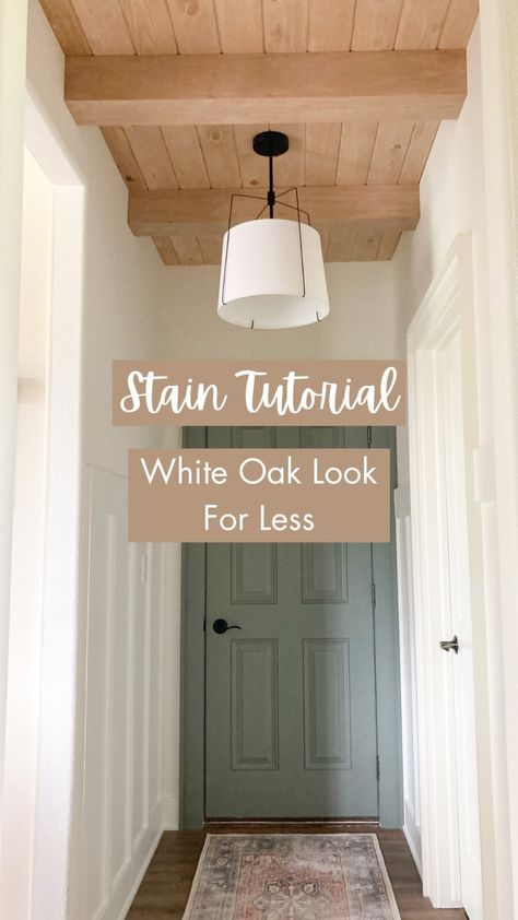 Paige Bower | Budget DIY + Custom Carpentry + Design | You too can get the White Oak look for less, using Clear Pine + my favorite stain combo! We have used these exact materials time & time… | Instagram How To Make Pine Look Like White Oak, Green Beadboard, Faux Floating Shelves, Perfect Stain Color, Minwax Stain Colors, Custom Carpentry, White Washed Pine, Weathered Oak Stain, Cedar Stain