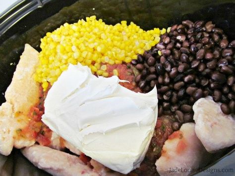 Slow Cooker Chicken Salsa, Frozen Chicken Crockpot Recipes, Frozen Chicken Crockpot, Salsa Chicken Crockpot, Corn Cream, Chicken Salsa, Frozen Chicken Recipes, Black Beans Corn, Chicken Crockpot Recipes Easy