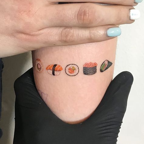 tattoodo | Sushi tattoo by Hernan Giamberardino #adamexiste #HernanGiamberardino #colortattoo #realismtattoo #realistictattoo #sushitattoo #foodtattoos #Japanesetattoo #tattoooftheday | Tattoodo Sushi Tattoos, Sushi Tattoo, Small Japanese Tattoo, Culinary Tattoos, Chef Tattoo, Food Tattoos, Kawaii Tattoo, Geniale Tattoos, Latest Tattoos