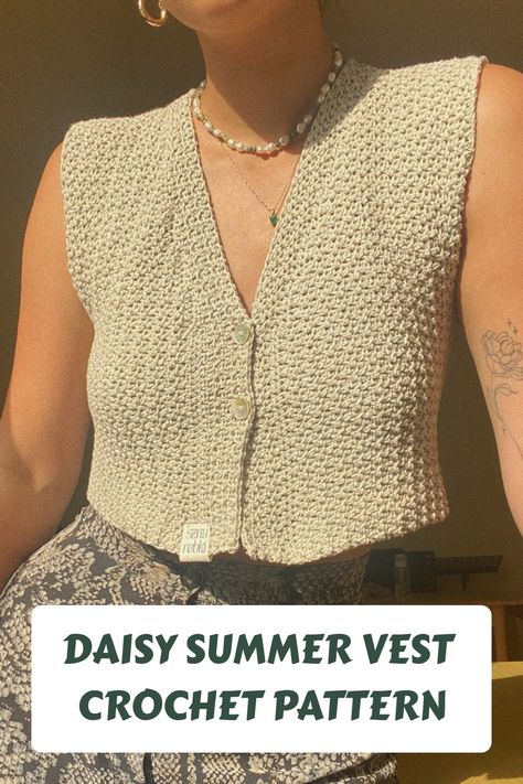 A written PDF pattern on how to make a made-to-measure Vest Top that can take You from summer straight to autumn! Working great with both linen and wool yarn with a stitch created specifically for this vest.  *THIS IS A WRITTEN PATTERN NOT THE PRODUCT ITSELF!* #crochettop Crochet Waistcoat Pattern, Crochet Vest Pattern Free Woman, Crochet Vest Free Pattern, Womens Vest Pattern, Summer Vest Crochet, Crochet Vest Pattern Free, Vest Crochet Pattern, Crochet Waistcoat, Vest Pattern Free