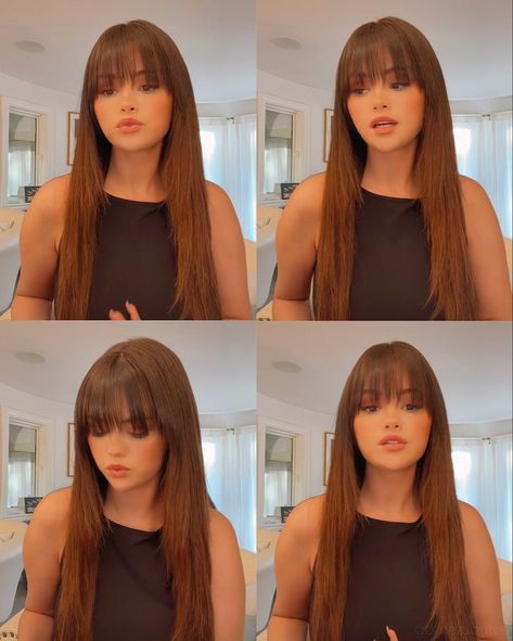 Selena Gomez Bangs, Selena Gomez With Fans, Selena Gomez Hair, Selena Gomez Album, Selena Gomez Pictures, Selena G, Peinados Fáciles Para Cabello Corto, New Hairstyle, Haircuts Straight Hair