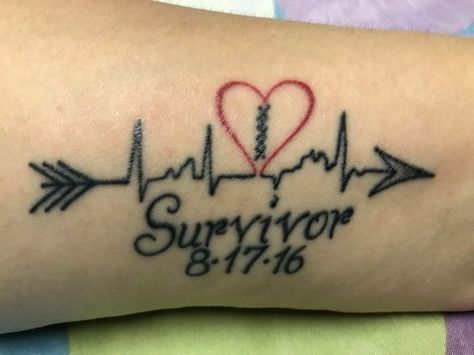 I found this online and it’s beautiful Survivor Tattoo Ideas, Heart Surgery Quotes, Survivor Tattoo, Awareness Tattoo, Open Heart Surgery, About Heart, Symbol Tattoo, Heart Surgery, Symbol Tattoos