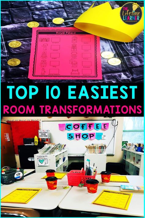 Ever wanted to try an EASY classroom transformation? This lists the 10 Easiest Classroom Transformations you can do! This can be used as practice or as a review activity for upper elementary students. Kids get to practice 3rd grade math concepts such as addition, subtraction, multiplication, division, geometry, fractions, area and perimeter, bar graphs, pictographs, word problems and many more. #3rdgrademath #teachers #classroomtransformation Teaching Games, Ron Clark, Math Spiral Review, Classroom Transformation, Math Test Prep, Math Challenge, Third Grade Classroom, Theme Days, Review Activities